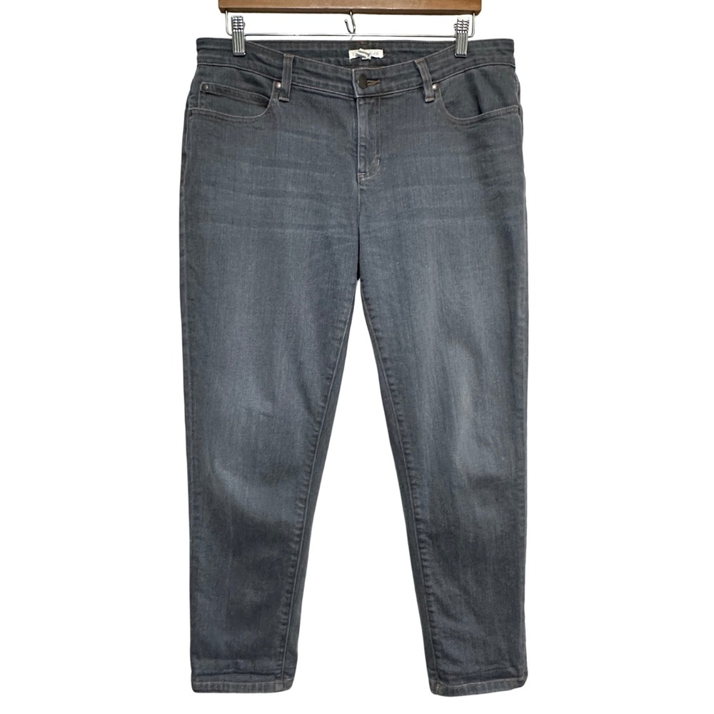 Eileen Fisher‎ Gray Wash Denim Jeans Womens 10 Mid Rise Organic Cotton Stretch